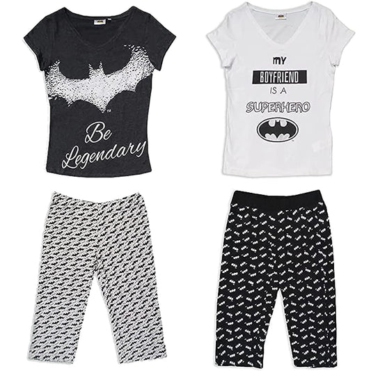 Batman Women's Pyjama Set Top with Capri Pants Cotton