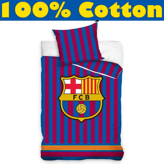 FC Barcelona Football 100% Cotton Duvet Pillow Cover Set 160x200, 70x80 cm