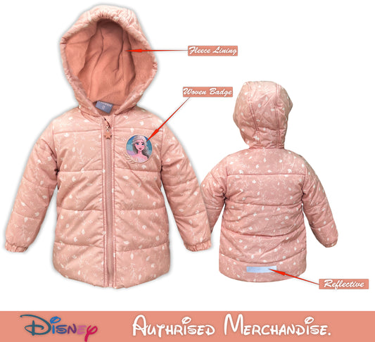 Disney Frozen Queen Elsa Lightweight Water Resistant Hooded Puffer Jacket