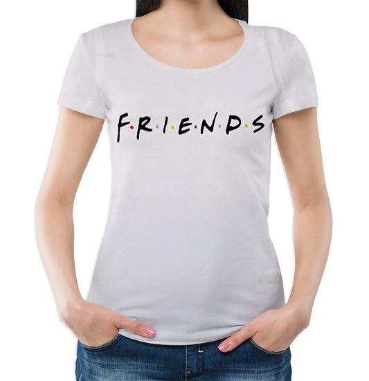 Friends Womens Short Sleeve T-Shirt Cotton, White