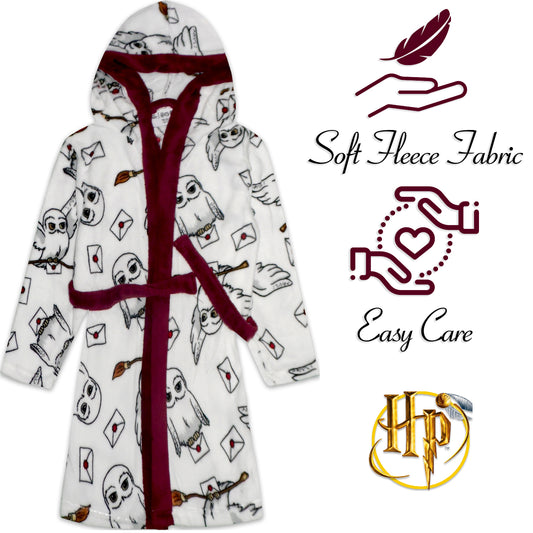 Authentic Harry Potter Hedwig Coral Fleece Gown with Hood
