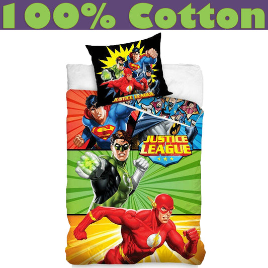 Justice League Duvet Cover with one pillowcase 160x200+70x80 CM 100% Cotton EU size