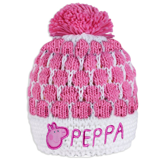 Peppa Pig Pink Winter Beanie with Proper Embroidery & Pom Pom