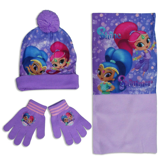 Shimmer and Shine Girls Winter Hat Snood and Gloves Set