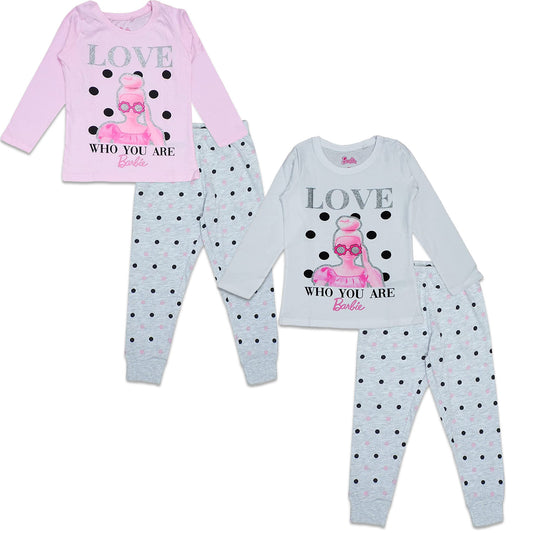 Authentic Barbie Girls Cotton Long Sleeve PJs Pajama Pyjamas Set Sleepwear