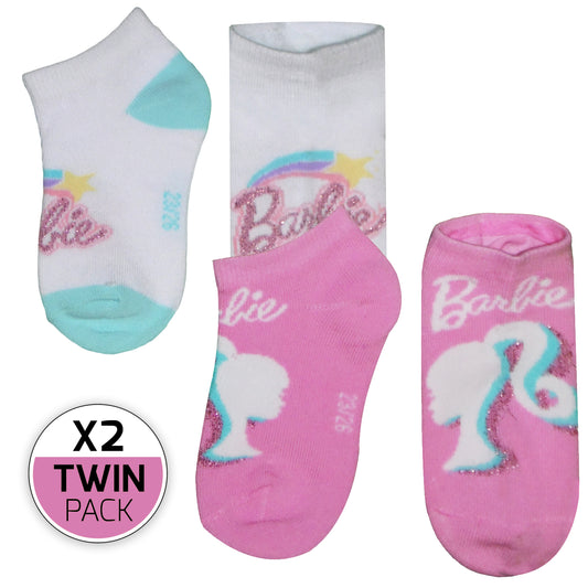 Barbie Kids Girls Calf Socks Cotton 2 Pair Pack