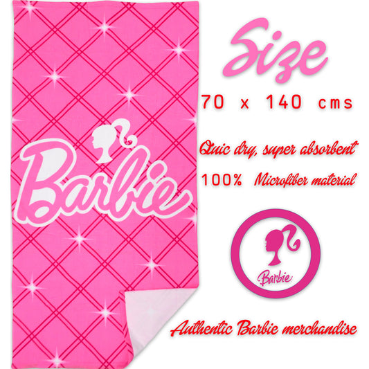Barbie Kids children's Beach Towel 70x140 CM 100% Polyester microfibre Pink