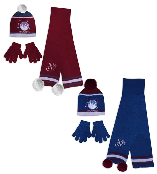 Official Licensed Harry Potter Hogwarts Winter Hat Scarf and Gloves Set