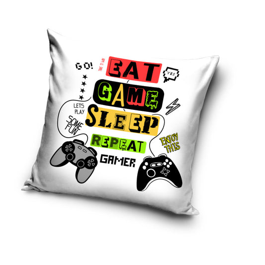 Eat Game Sleep Repeat Gamer Square Cushion Pillow 40 x 40 cm