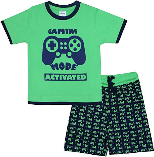 SHOPPE 'N' SMILE Kids Soft Cotton Gaming Mode Activated short Pyjama Set